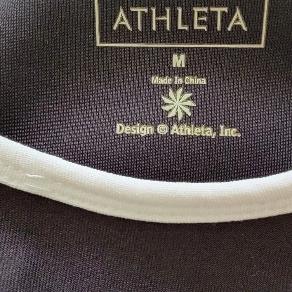 Athleta Women's Black w/ White A-Line Tennis Athletic Dress Built in Bra Size M - Picture 5 of 5